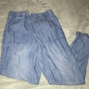 Denim Cropped Ankle Pants